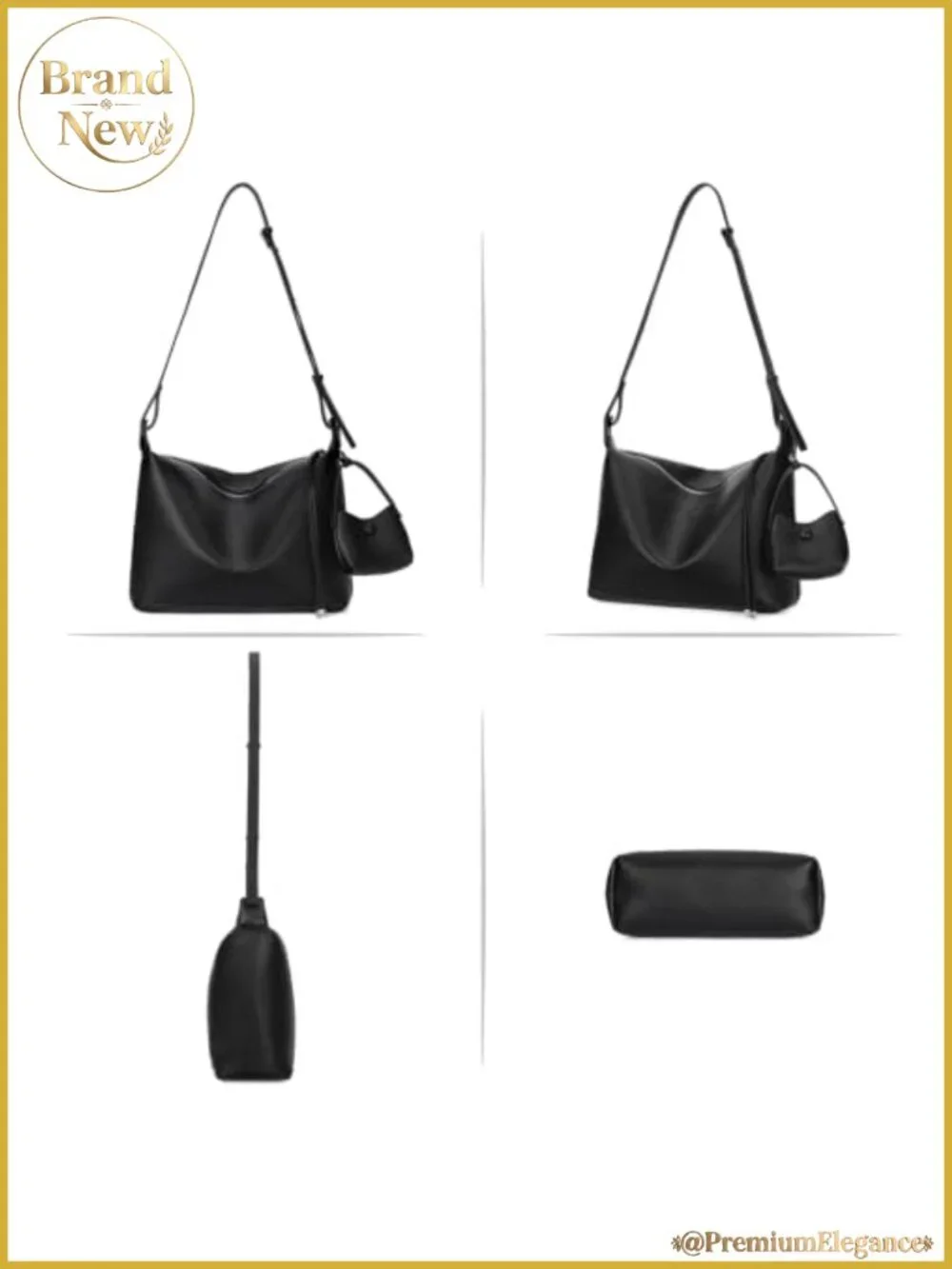 Vegan Leather Hobo Bag for Women Tote Shoulder Crossbody Purse with Detachable